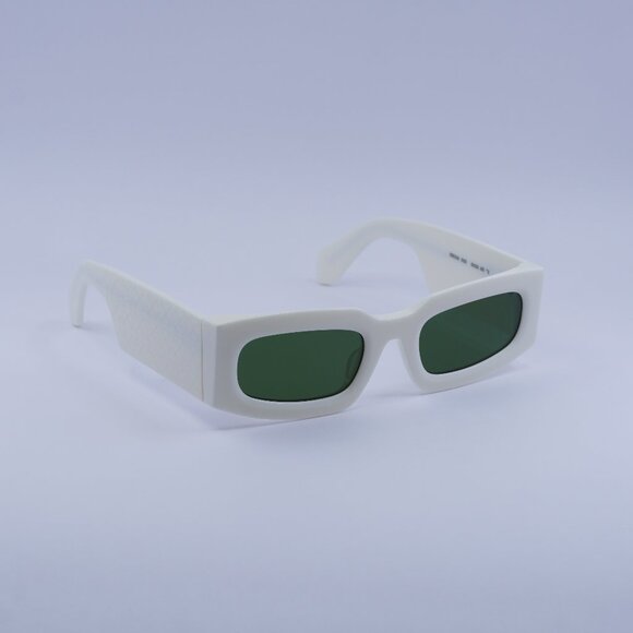 Off-White OERI141 CARY 0155 Sunglasses White Rectangle Frame, Green Lenses - Picture 1 of 9
